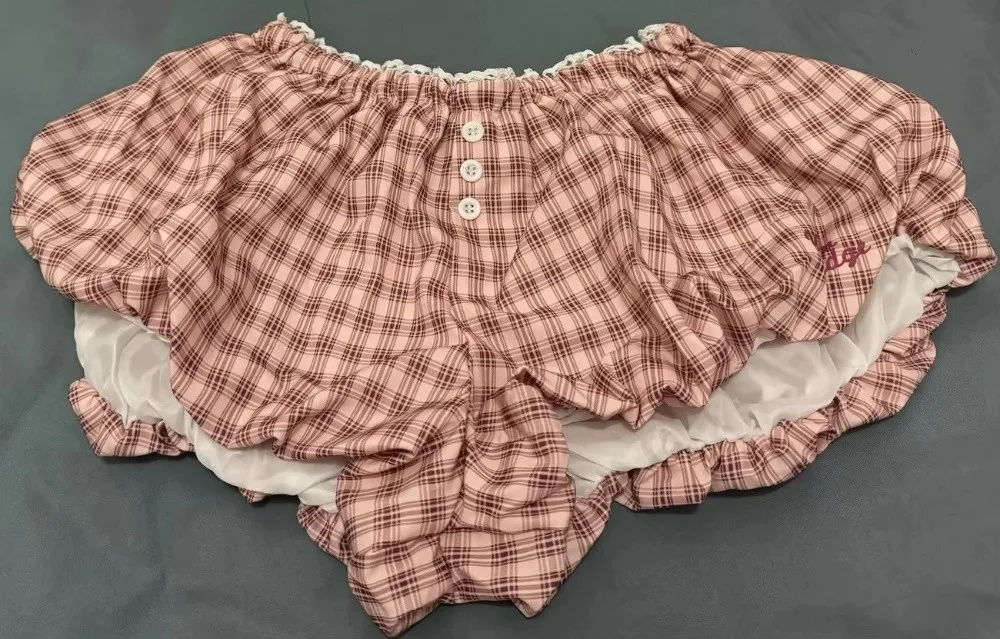 Neue Y2k Retro-Karo-Shorts im süßen Stil, koreanischer Chic, Shorts mit elastischem Bund, Vintage-Design, lässige Bloomer-Shorts für den Alltag. – Detail 3
