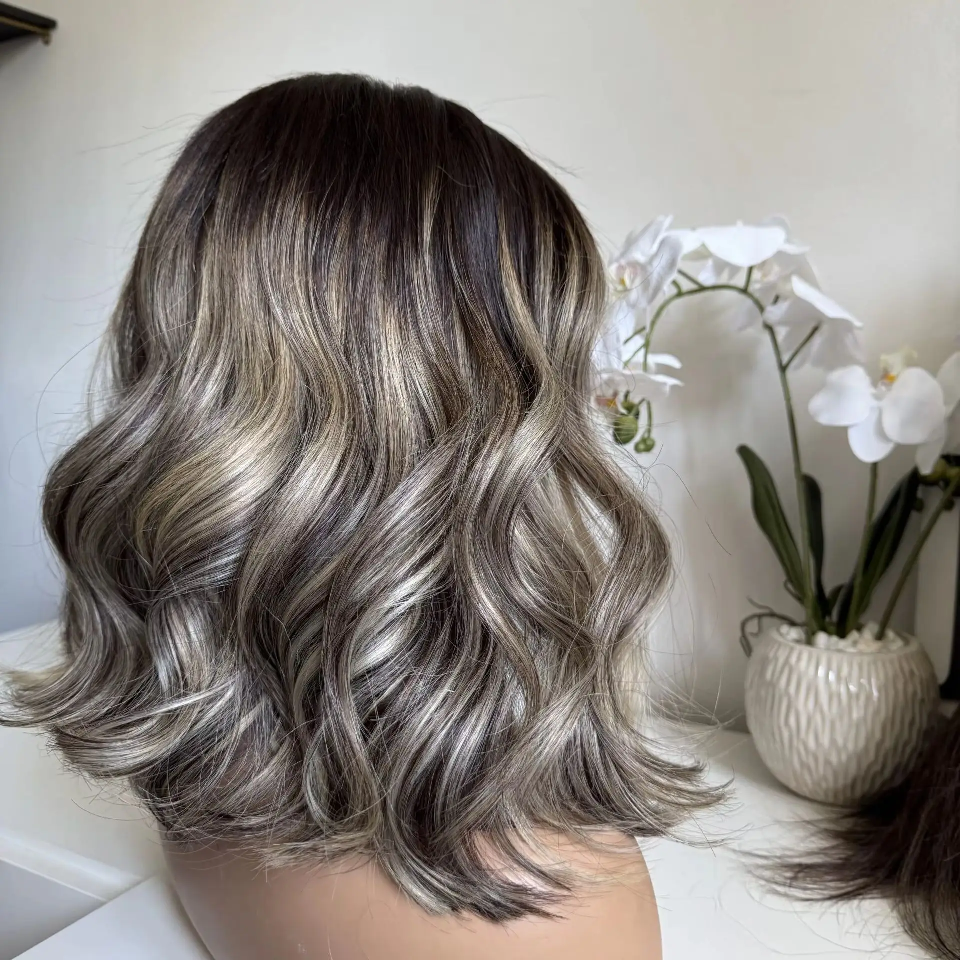 Glueless 28 inch Ombre Brown Short Body Wave 13x4 Silk Baby Hair HD Lace Synthetic And Blend European Hair Preplucked Cosplay