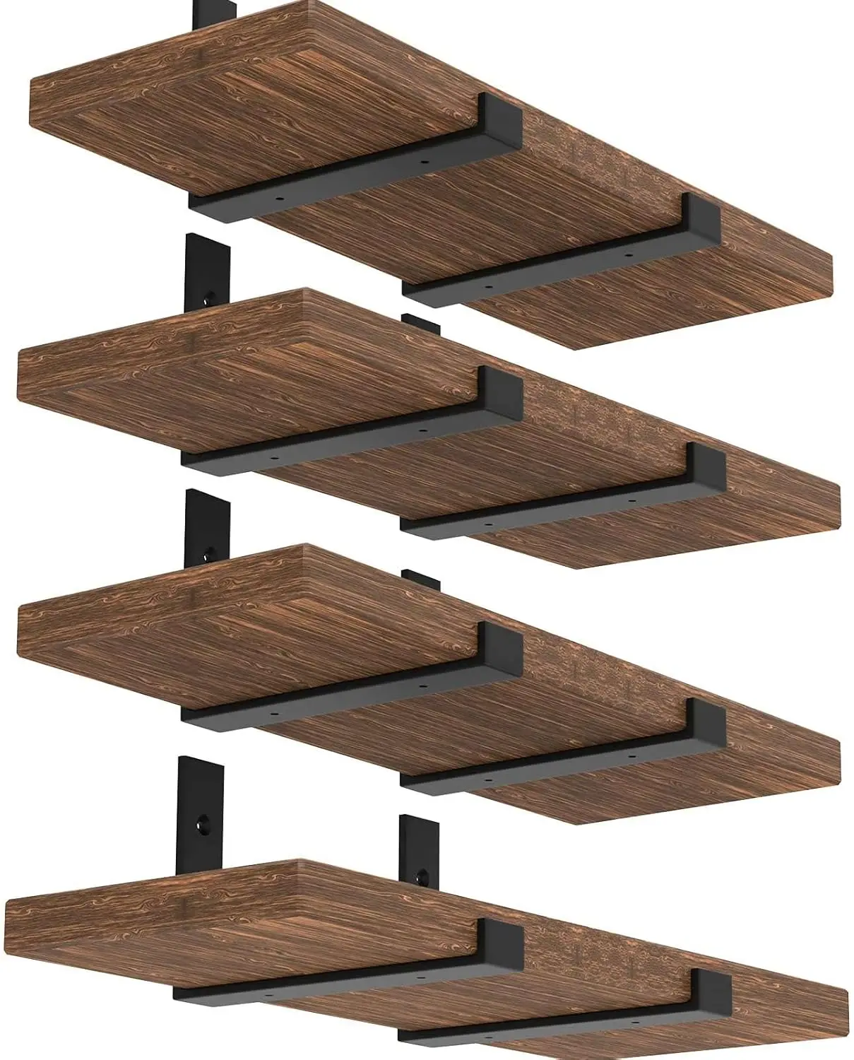 

Кронштейны для полок 12 дюймов, усиленные, набор из 8 штук, промышленные металлические железные кронштейны для полок, матовый черный цвет