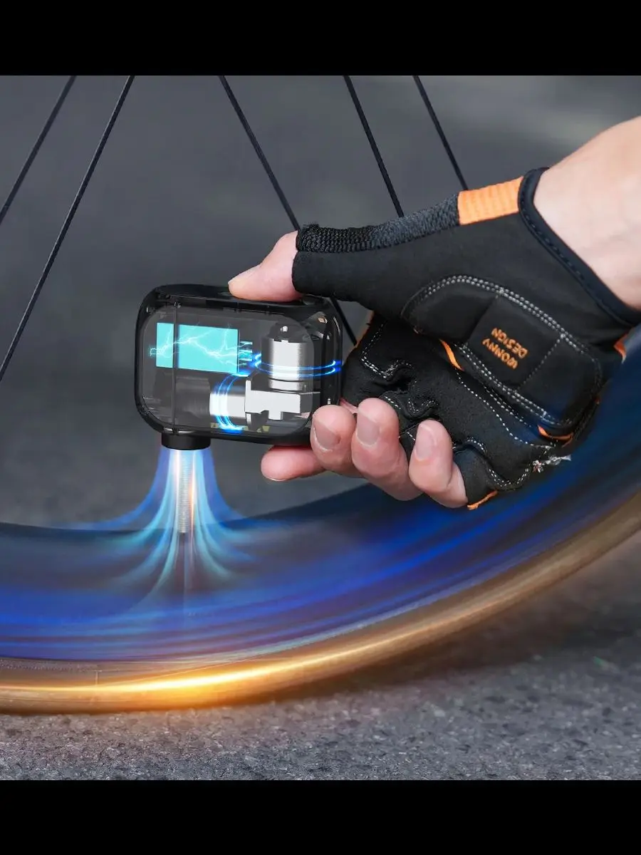 anoutway AT1 Pro Mini-Elektropumpe für Fahrräder, kabelloser Reifenfüller mit Bildschirm, 25 Minuten Schnellladung, 120 PSI, max. 450 mAh Akku