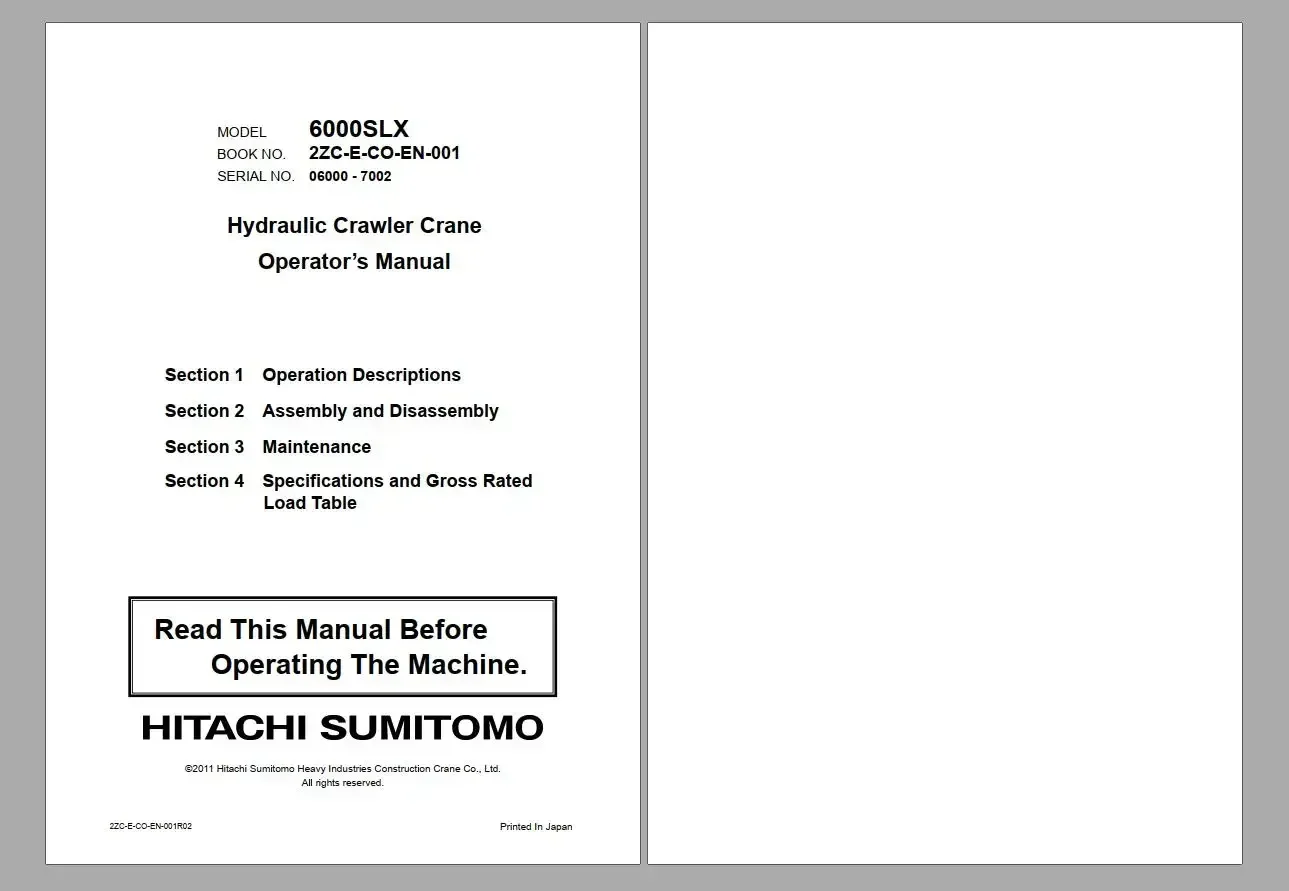 TruckEPC3 Hitachi Sumitomo Crawler Crane 2.2GB Parts Catalog Operator Manual Technical Manual & Workshop Manual DVD