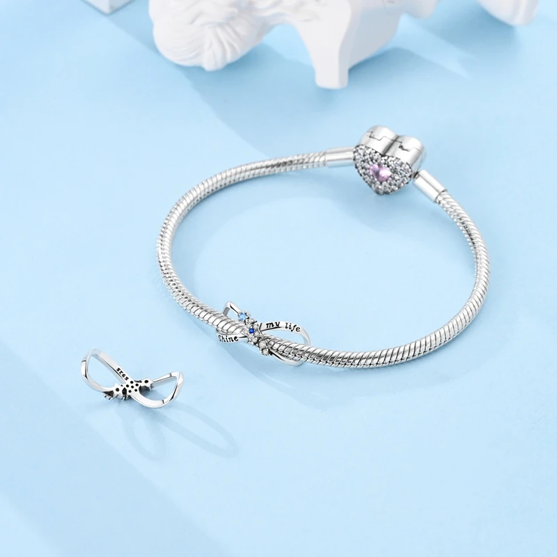 Classic 925 Sterling Silver Butterfly Sunflower Feather Star Moon Eternal Infinity Charms Beads Fit 3mm Bracelet DIY Jewelry