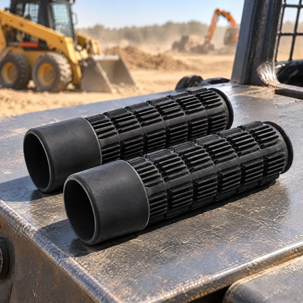 For Bobcat Skid Steer Rubber Handles for 751 753 763 - Resilient Rubber Material 20x15x5cm Textured Black Pair