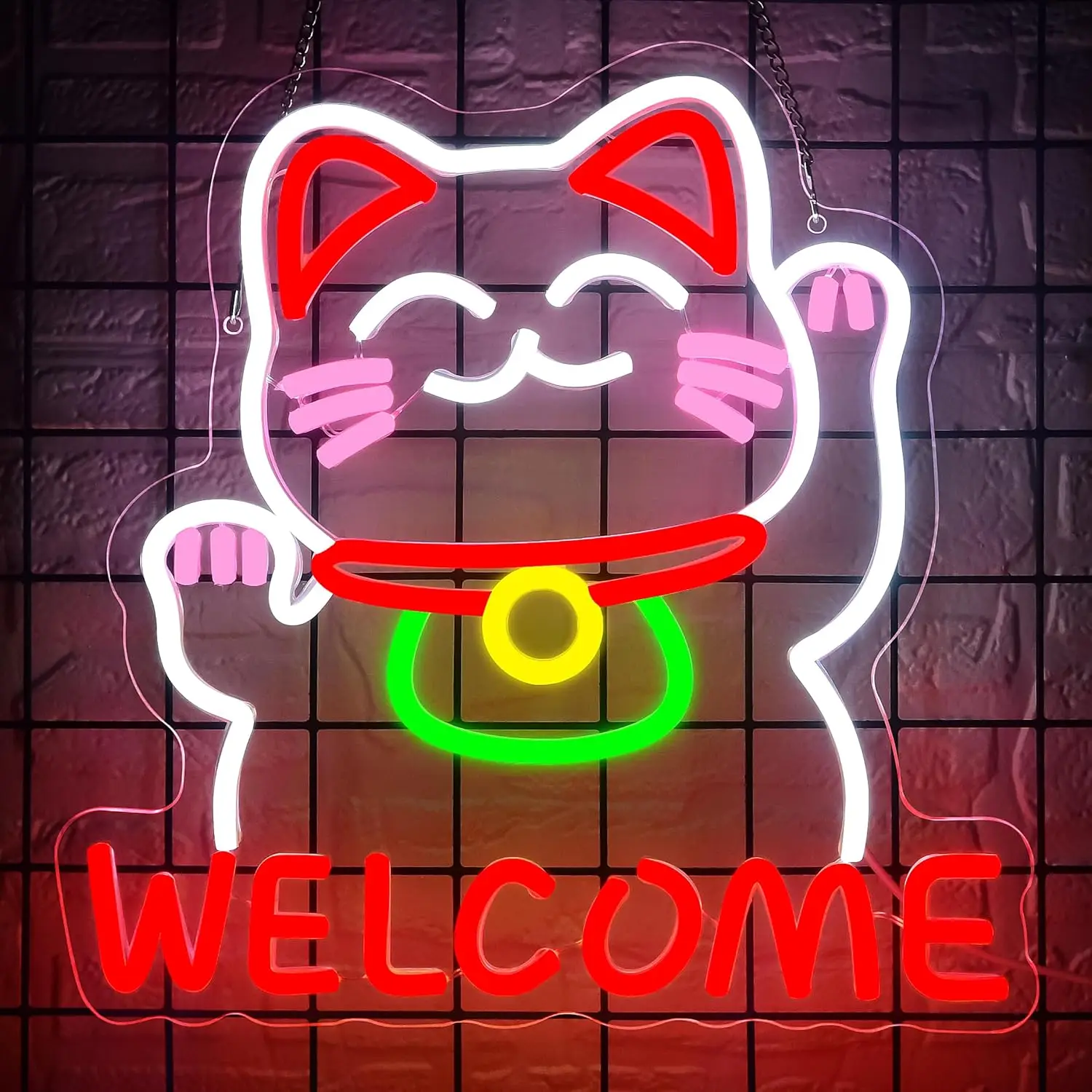 

Приветственный кот Неоновая вывеска с регулируемой яркостью Lucky Cat Бизнес Неоновый свет Настенный декор Подходит для Man Cave Store Shop Bar Restaurant Commerci