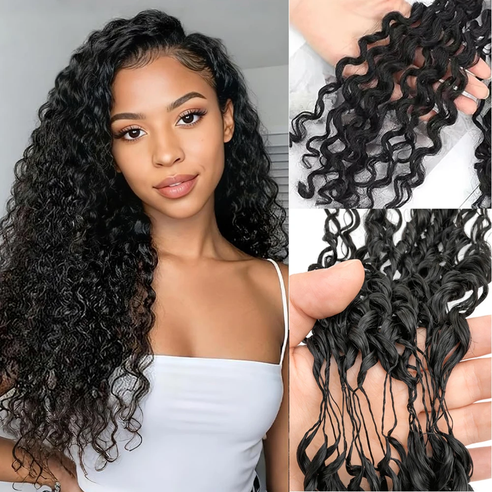 

Наращивание волос для плетения крючком: натуральные черные волосы Deep Wave Knotless Pre-Separated, свободные волны, эффект перьев, для плетения косичек