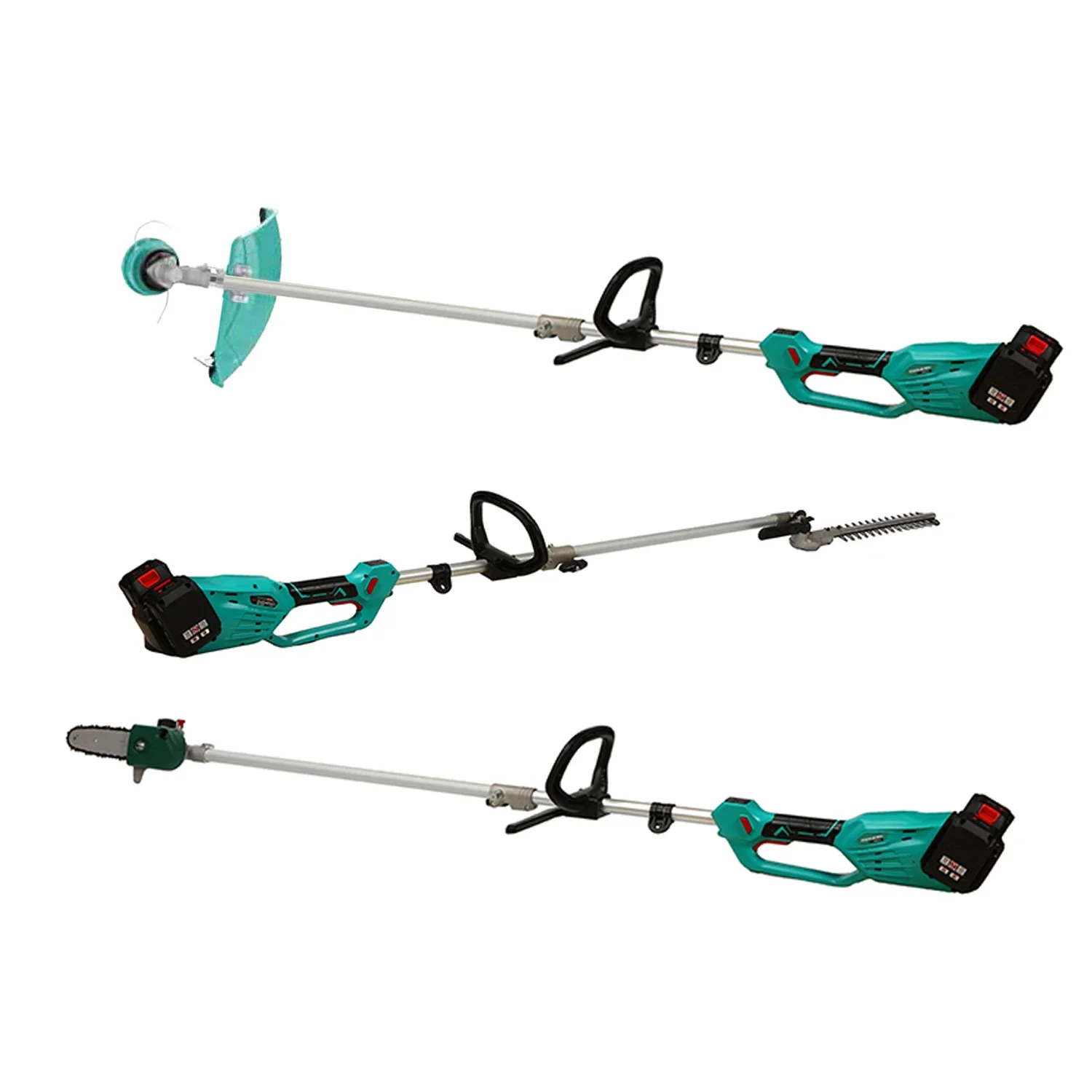 40V Multi Function Portable Garden Tools Sets 4 In 1 Cordless Brush Cutter With Hedge Trimmer And Pole Saw