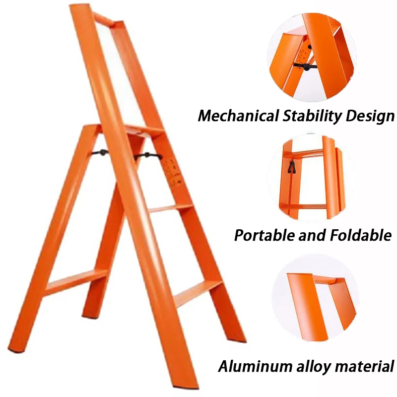 Folding Aluminium Ladders 3 Steps Household Portable Foldable Aluminium Ladders Herringbone Lightweight Ladder Miltifunctional