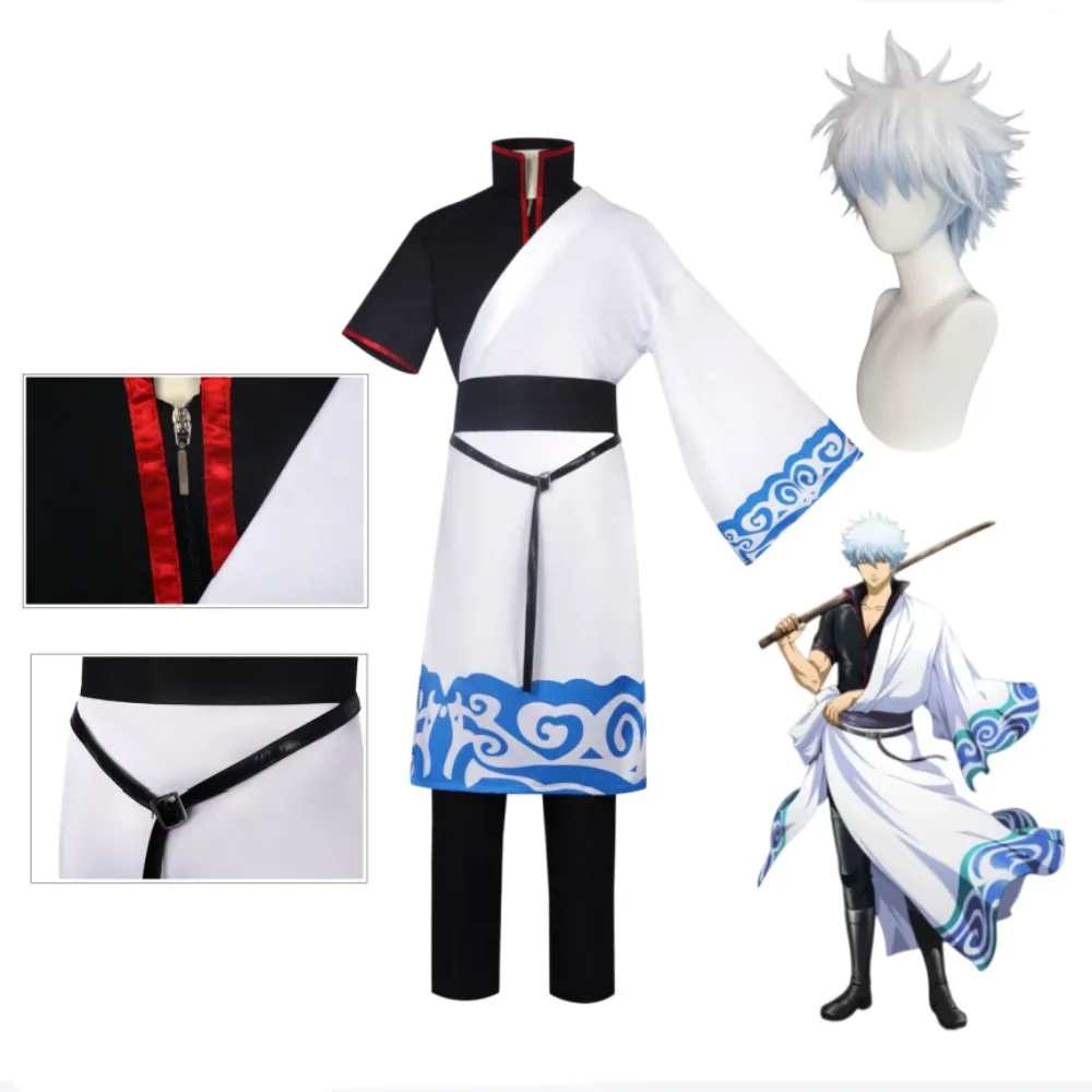 

Gintama Sakata Gintoki Yorozuya Gin-chan Cosplay Full Set Japanese Style Adult Men Anime Halloween Comic Con Role Play Outfit