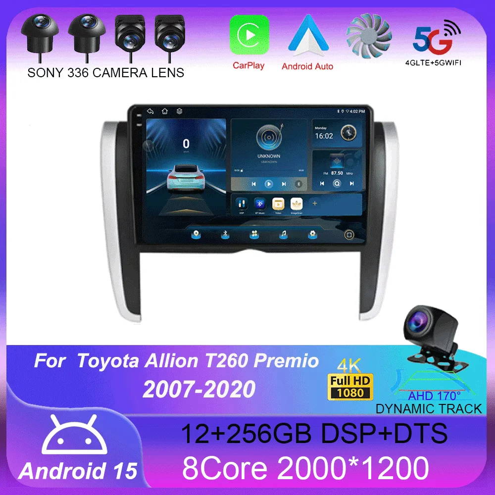 

Android 14 для Toyota Allion T260 2007-2020 с правым рулем, автомобильное радио, мультимедийный видеоплеер, навигация, стерео GPS