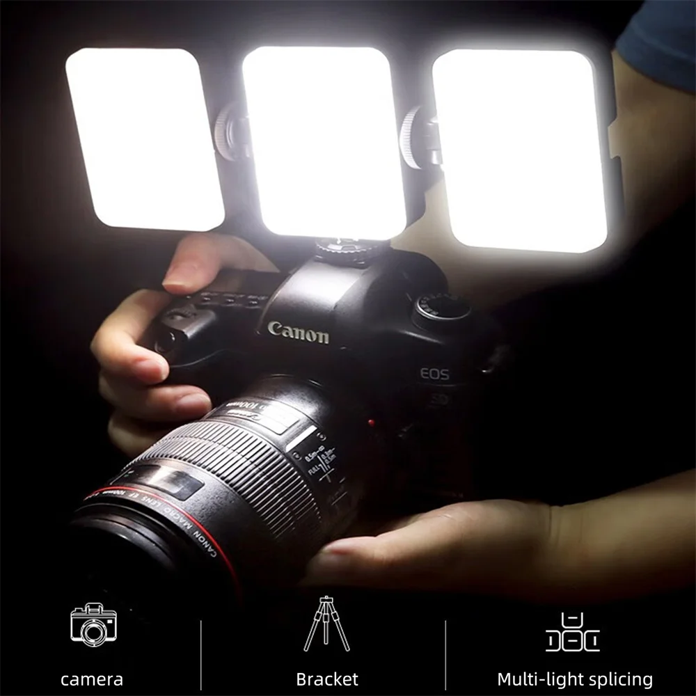 BI-Color Mini Video LED Light, luz recarregável da câmera, 3 Cold