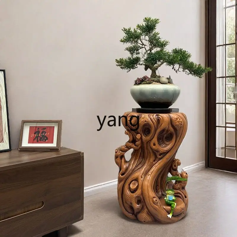 Lhh حامل زهور من الخشب غير الصلب على الطراز الصيني الجديد من الأرض إلى السقف رف نباتات بوعاء حامل زهور للشرفة #3