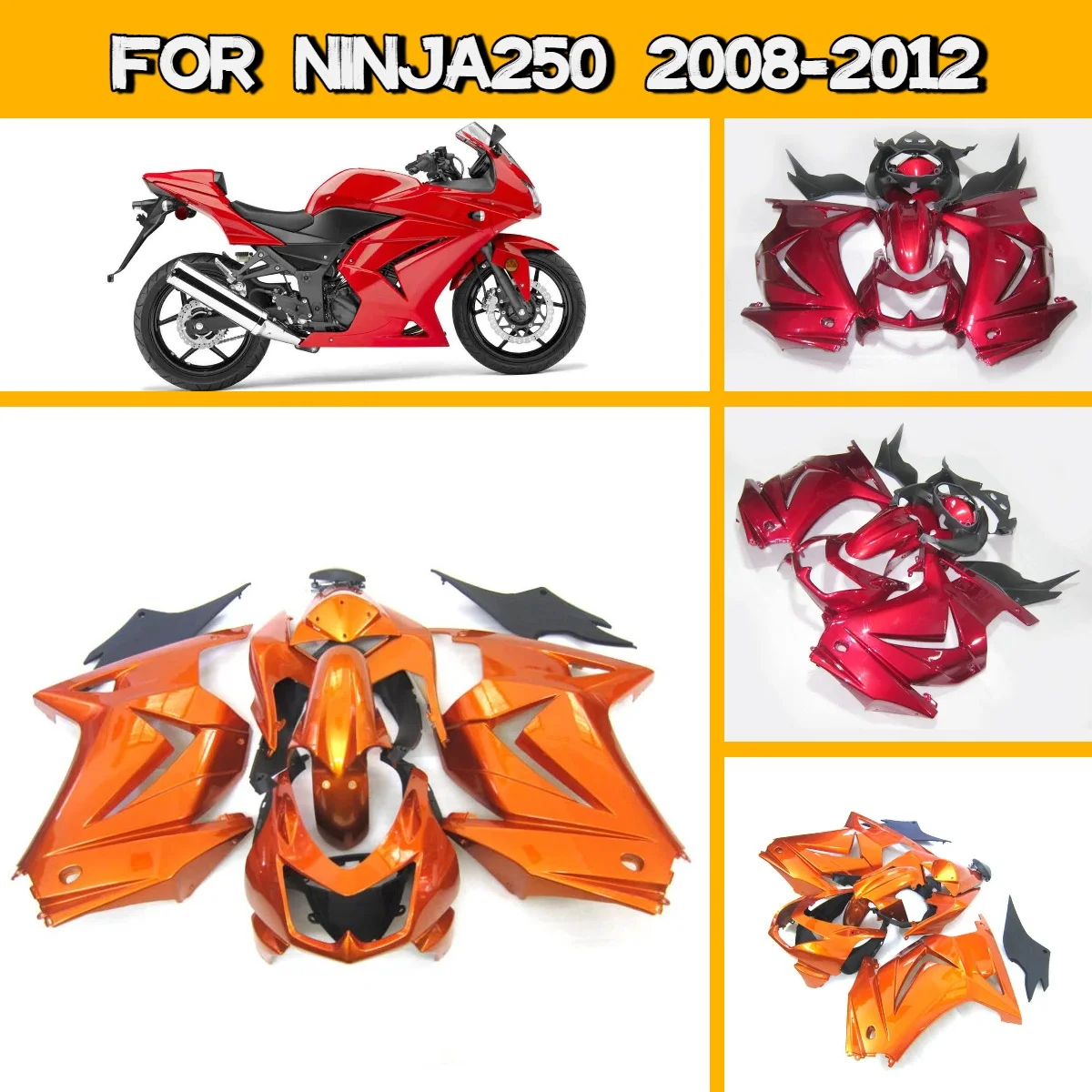 

Hot Style Fairings 2008-2012 Ninja250 Painted ABS Fairing Bodywork Cowl Kit for 08-12 Kawasaki Ninja 250 Customize Paint
