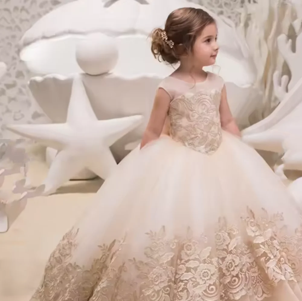 

Белое детское платье подружки невесты цвета шампанского для девочек, детский костюм, свадебные платья принцессы, платье для девочек-подростков