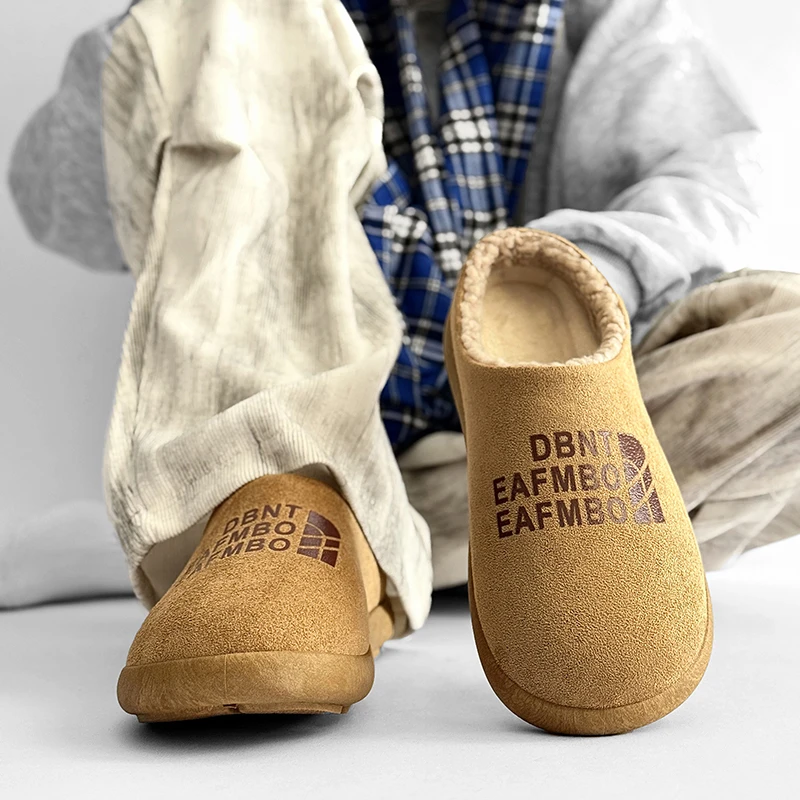 

Осенне-зимние теплые удобные домашние тапочки без шнуровки на флисовой подкладке, повседневная уличная обувь