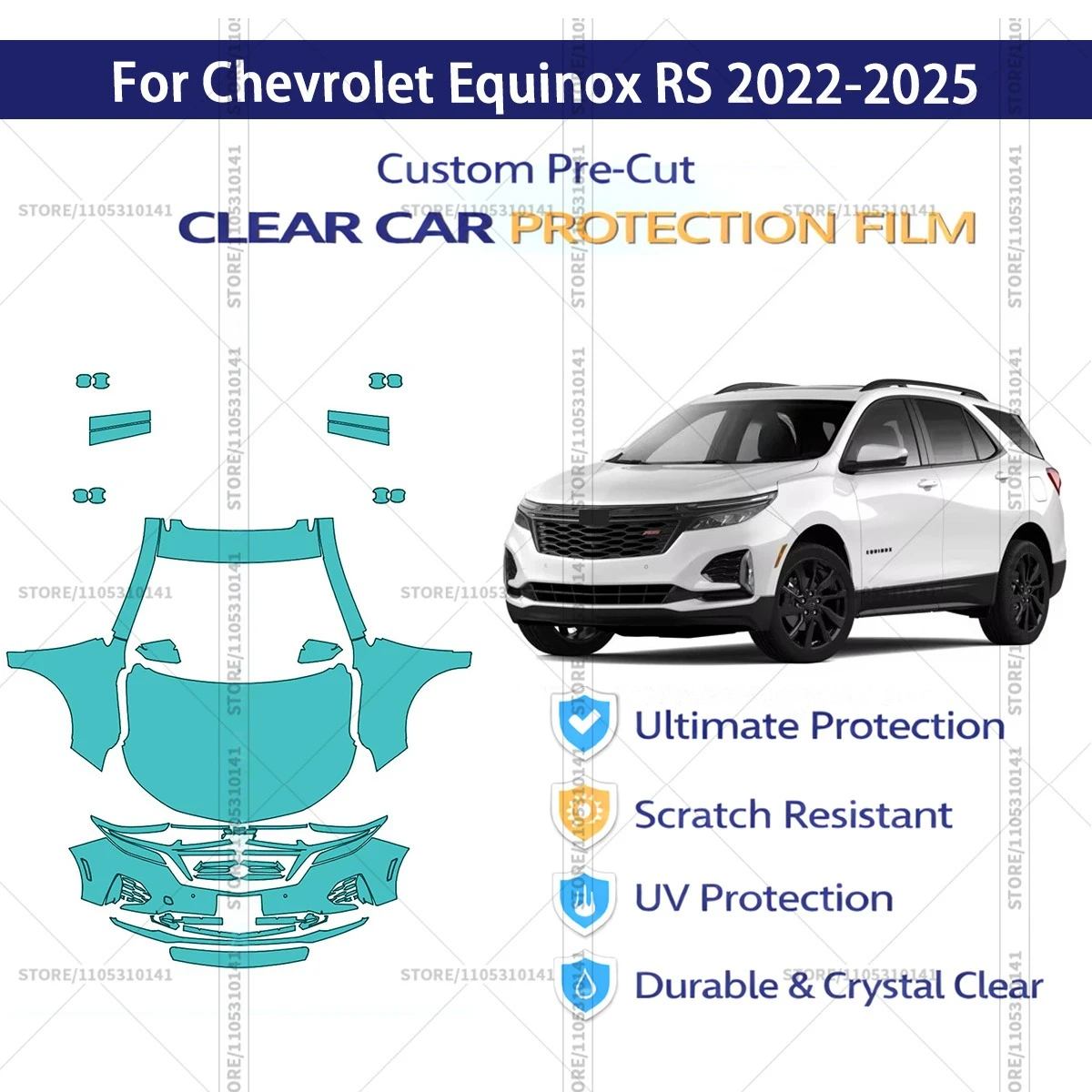 

Pre-Cut Paint Protection Film PPF Transparent Car Film Professional Automotive PPF Front Kit For Chevrolet Equinox RS 2022-2025