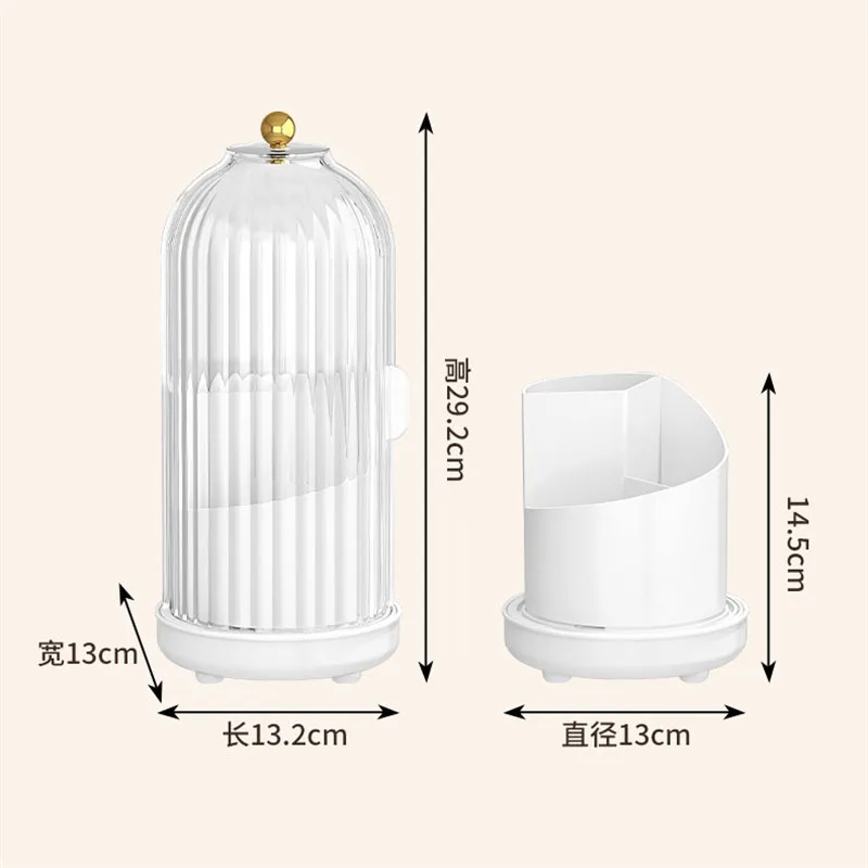 3 Slots Toothbrush Holders with Lid Countertop Toothbrush Holder with Water-filtering Base Rotating Concealed Tooth Brush Holder