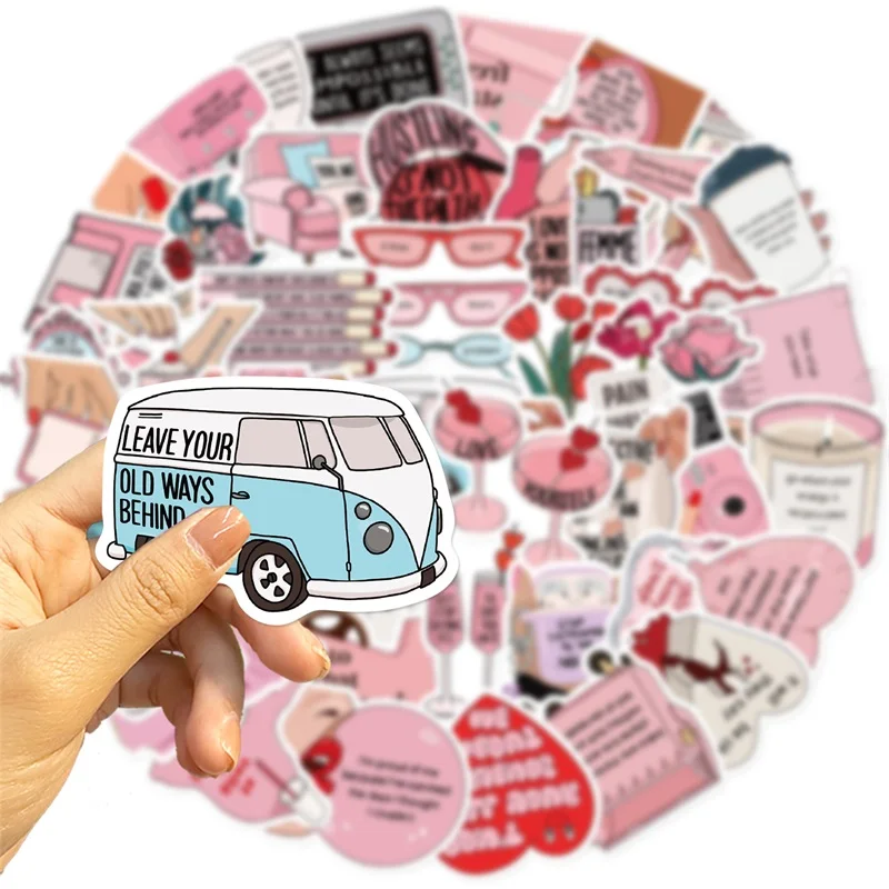 10/30/50PCS Pink Self-confidence PVC Sticker Aesthetic Korean Decoration Scrapbooking Stationery Supplies Hand Accounting