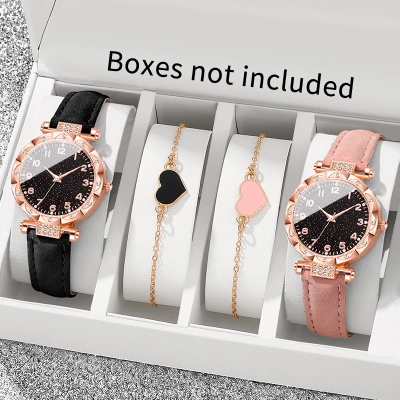 4Pcs Romantic Women's Watch Set, Ideal Gift For Valentine's Day, Halloween, Easter And Thanksgiving.