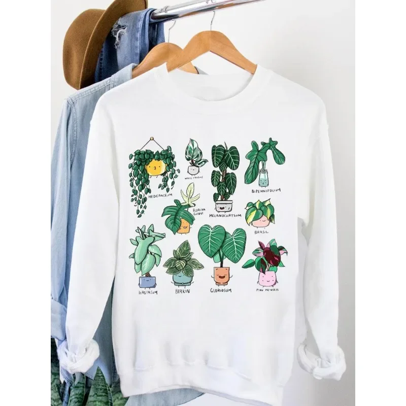 

Women's Flower Hoodie Fashion Plant Print Ins White Hoodie Sweatshirt Sweatshirts Streetwear Women Harajuku