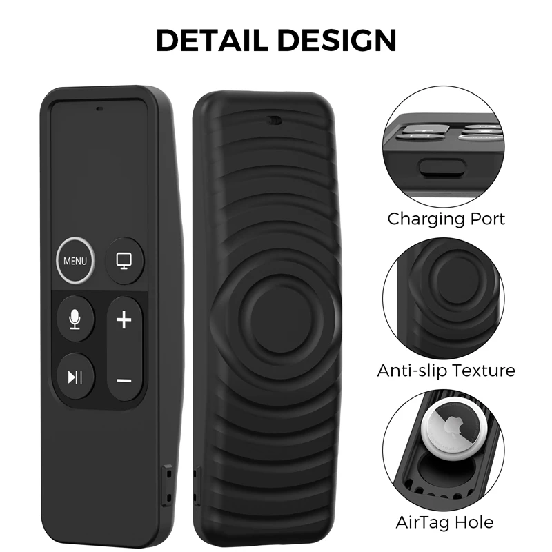 For 2017 Apple TV HD/4K Siri Remote TV Siri Remote 1St Gen Case With For Airtag Holder Anti Slip Silicone Cover