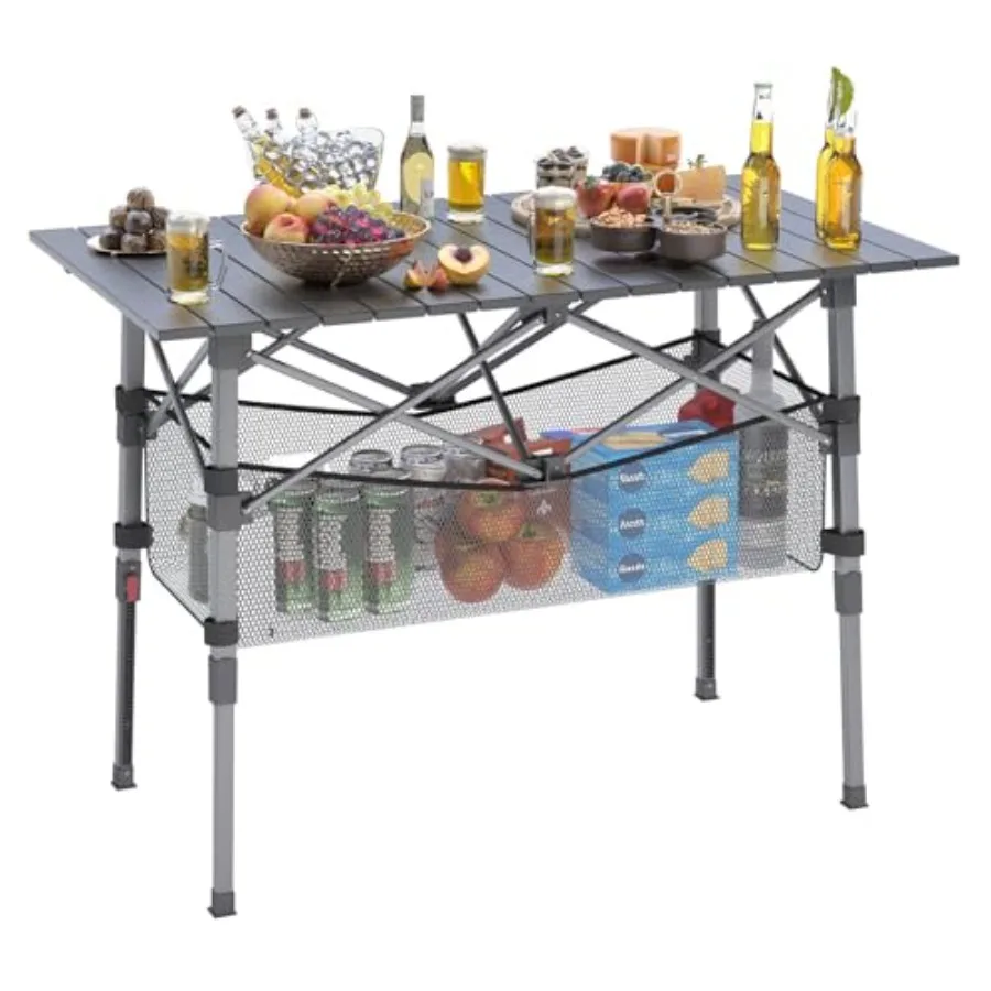 

Portable Camping Table with Adjustable Height Legs Lightweight Aluminum Roll-up beach tables for sand foldable Folding Picnic T