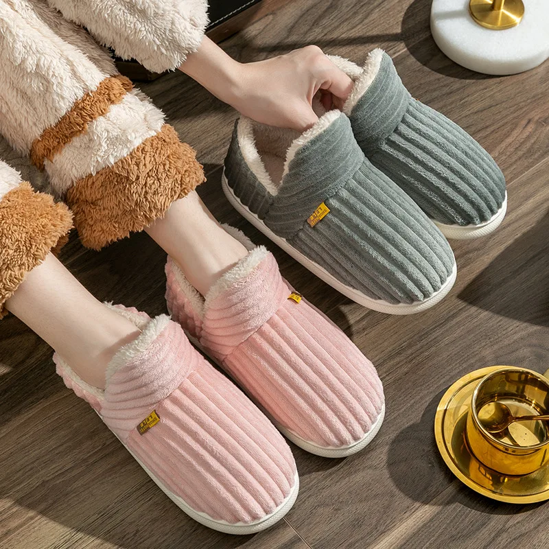 Heel Waterproof Cotton Slippers Women Thick Sole Winter Plush Warm Couple Home Home EVA Indoor and Outdoor Wear Men YK-10005