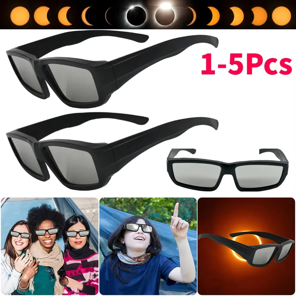 1/2/3/5 PCS Safe Shades Certified Solar Eclipse Observation Glasses Solar Eclipse Viewing Glasses for Direct Sun Viewing