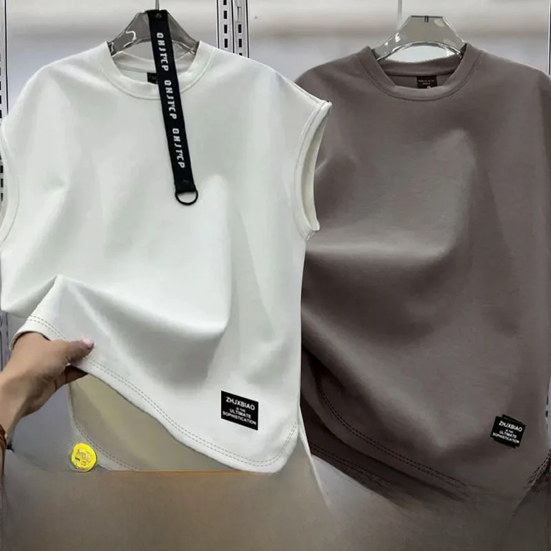 Summer Sports Sweatless Tank Top Men's Fitness Basketball Thin No Sleeve T-Shirt Upper Apparel Casual Style Polyester Fiber