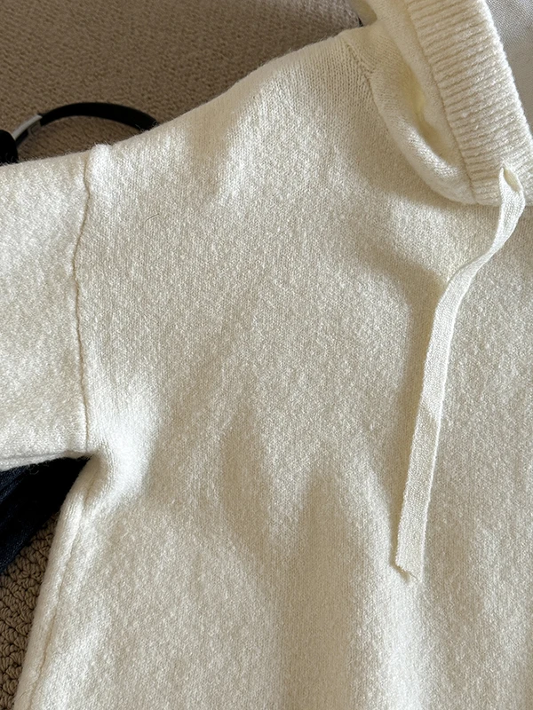 بسيطة اللون مقنعين تريكو عارضة تنوعا محبوك أعلى للنساء الخريف جديد Sle Dstring الصوف الصيني B... #4