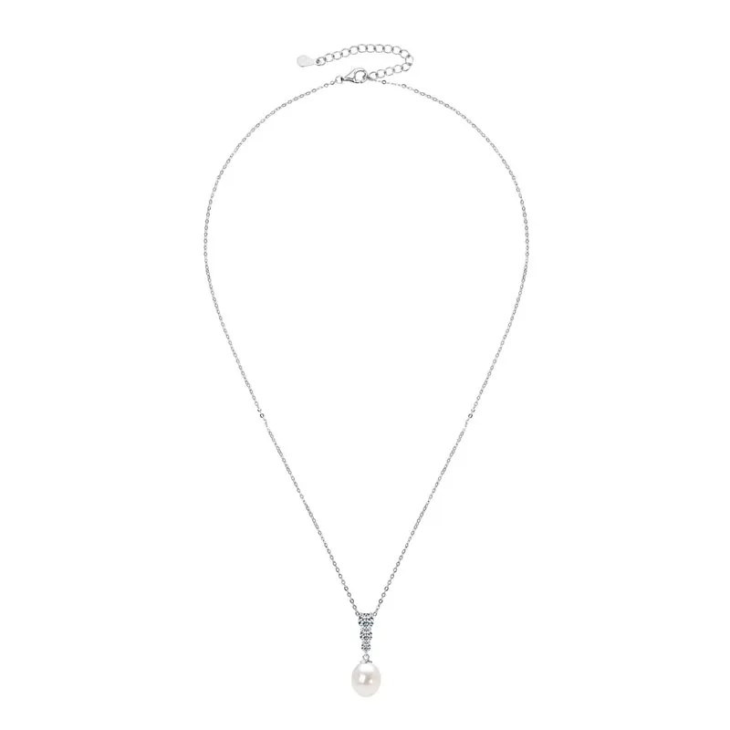 RAPRGOLD 9-10mm Natural Freshwater Pearl Teardrop Pendant Necklace s925 Sterling Silver Chains For Women Fine Jewelry Gifts
