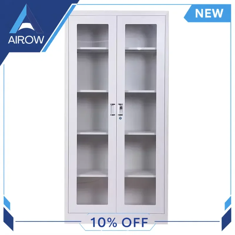for Office Steel File Cabinet with Lock Glass Door Data Archive Storage Metal Filing Cupboard Home Business Document