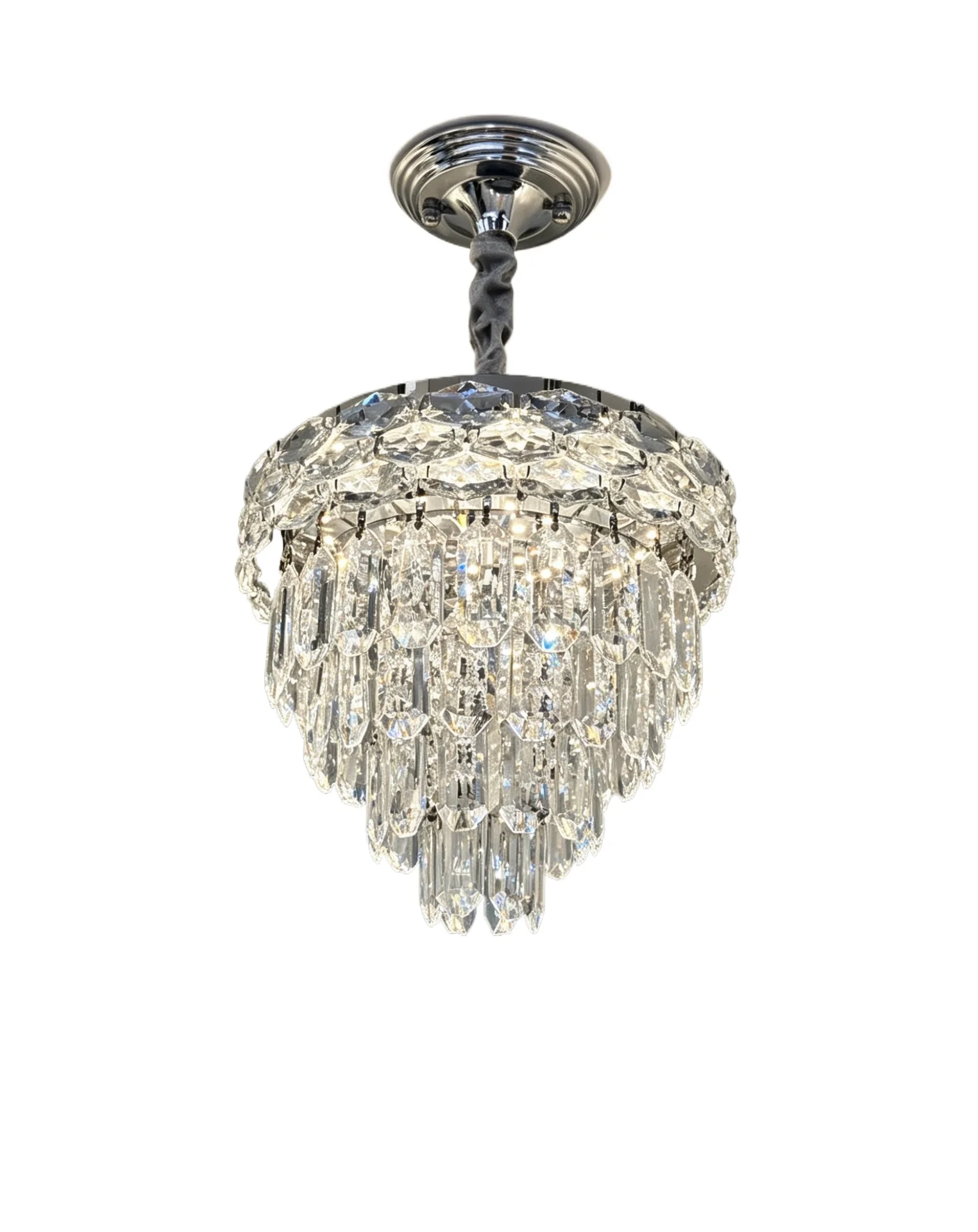 Luxury Transparent Round Crystal Chandelier, Suitable for Living Room and Bedroom, Creative Ceiling Chandelier Decoration