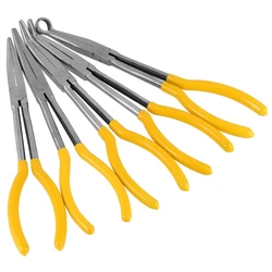 5 PCS 11 Inches Long Nose Pliers Set Long Needle Nose Pliers Set Long Reach Pliers Set Straight, 25 Degrees, 45 Degrees