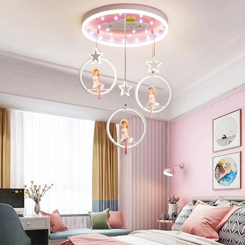 Imagem -04 - Candelabro Led para Quarto Infantil Decoração Moderna Adorável Desenhos Animados Luminária para Princesa Quarto de Crianças 2023