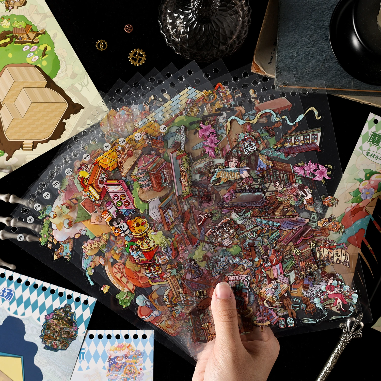 20in1 Sims 2.0 سلسلة Kawaii ثلاثية الأبعاد الكرتون مشهد مصغر ملصقات كتاب DIY بها بنفسك اليدوية التراص سجل القصاصات ملصقات هدايا الأطفال