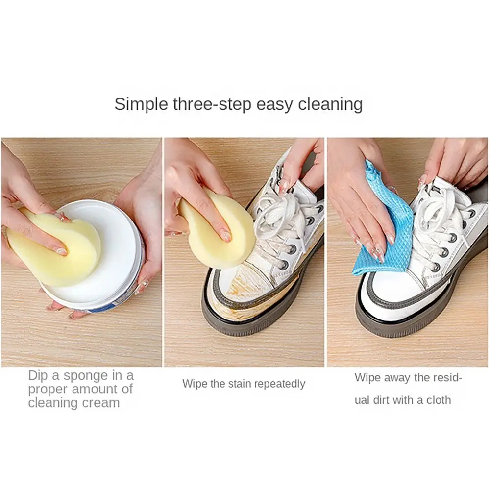 with Wipe Sponge Shoe Cleanning Cream 260g Cleaning Tools Stain Remover Cream Stain Remover Decontaminate White Shoe Cleaner