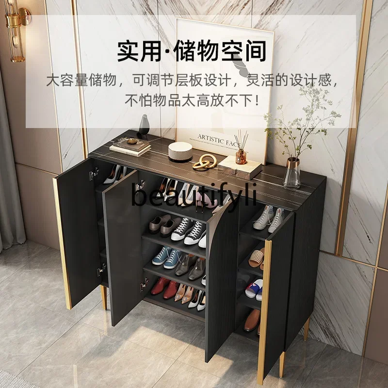 N178 G Muebles italianos, zapatero de cuatro puertas de lujo liht, puerta de entrada divisoria, vestíbulo de entrada, gabinete de losa de roca