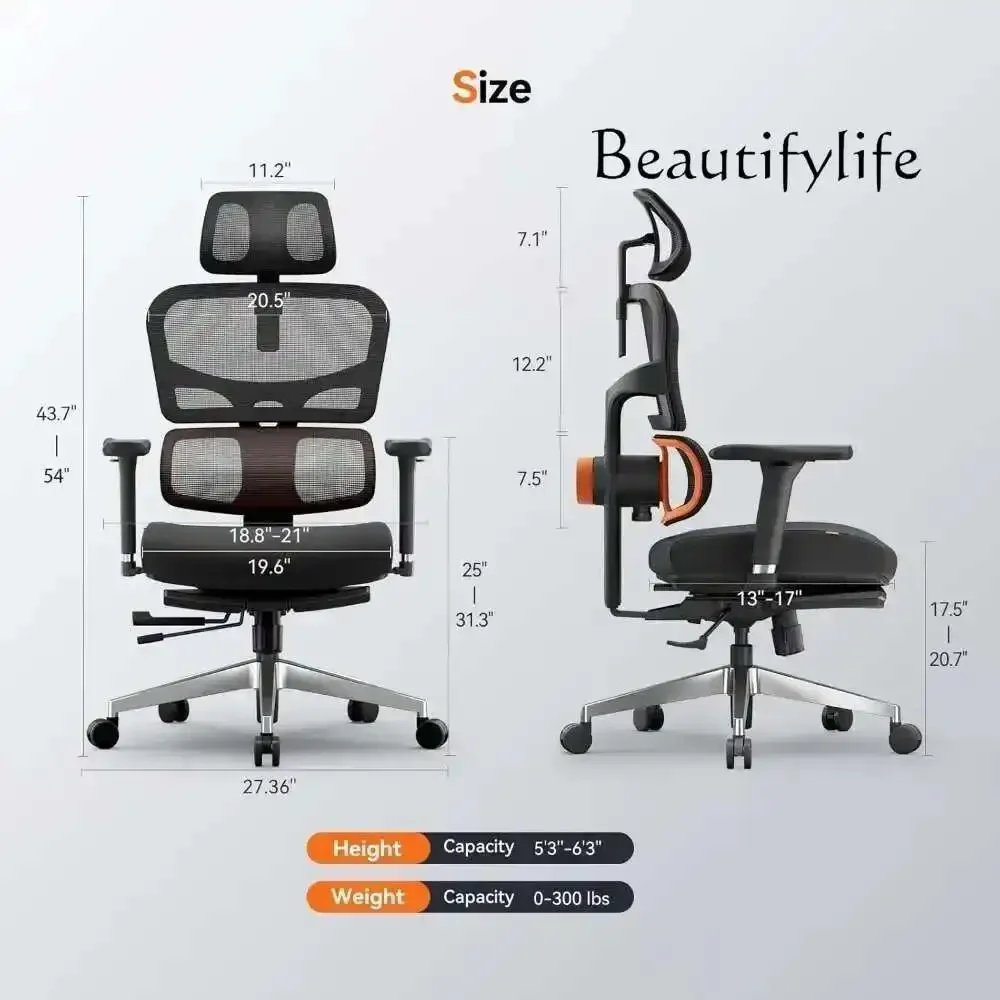 Office Chair, Auto Following Lumbar Support High Back Desk Chair with Laptop Desk Table, Seat Depth and Height Adjustable, Chair