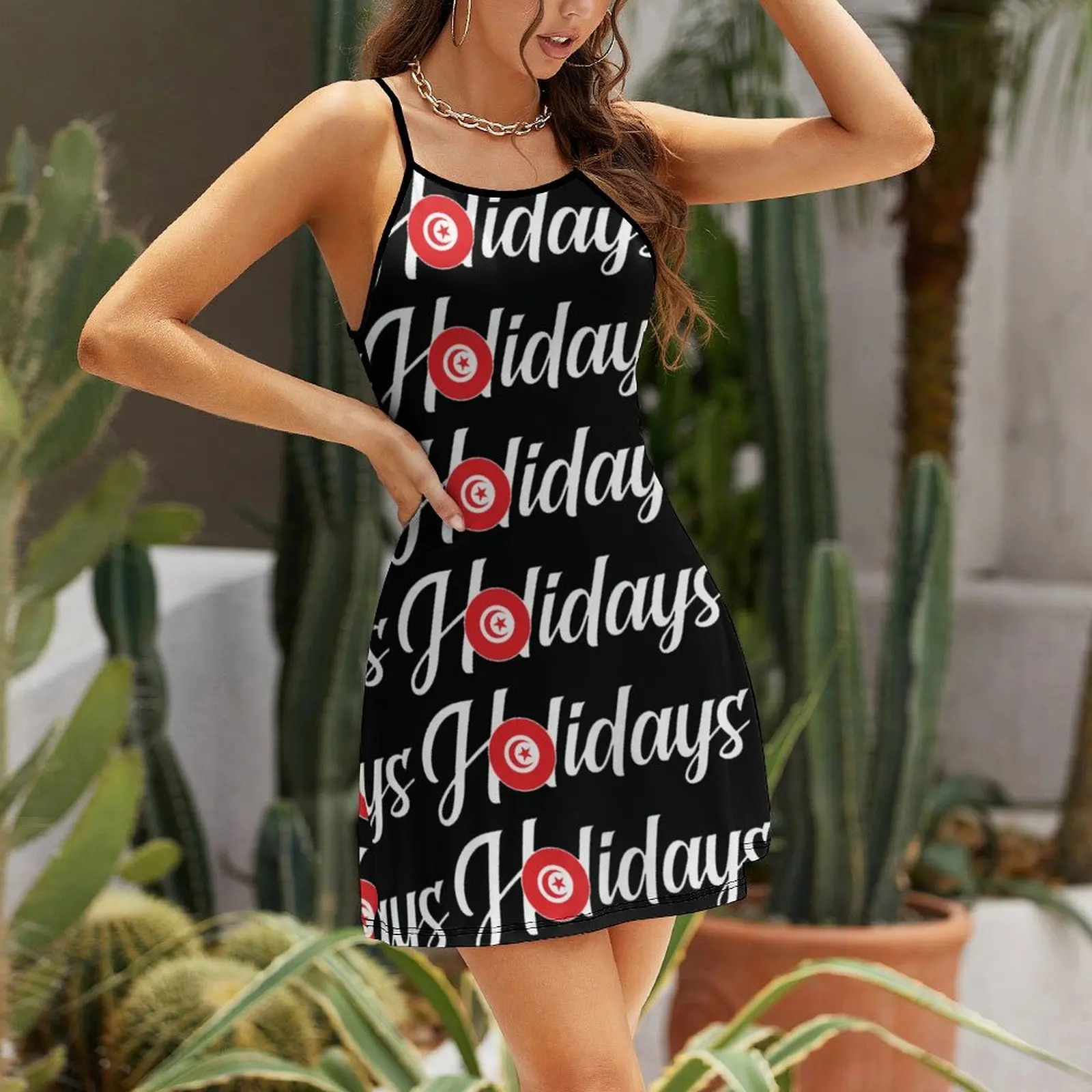 Tunisia Holiday Flag Designs Tunisia Holiday Flag  Women's Sling Dress Funny Joke The Dress Funny Sexy  Woman's Dress  Clubs