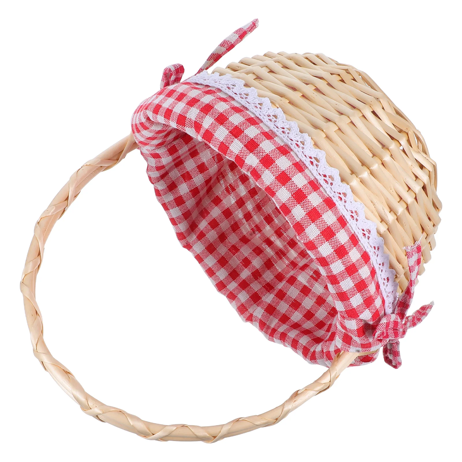 

Wicker Handmade Basket Willow Picnic Camping Shopping Storage Favors Rattan Small Round Hamper Vegetable Traditional Durability