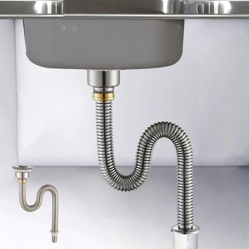 Kitchen Stainless Steel Sink Drain Filter Single Tank Drain Pipe Deodorant Wash Basin Sewer Drainer for Bathroom Kitchen Parts