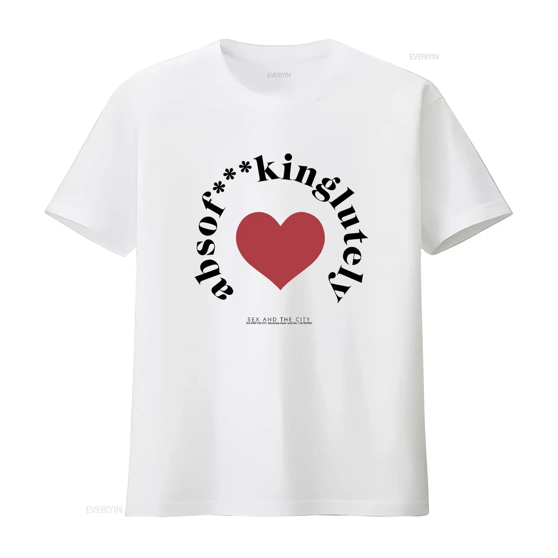 Sex And The City Women's Absolutely Heart Print Stylish T Shirt vintage Washed designer clothes Breathable Slightly Stretched