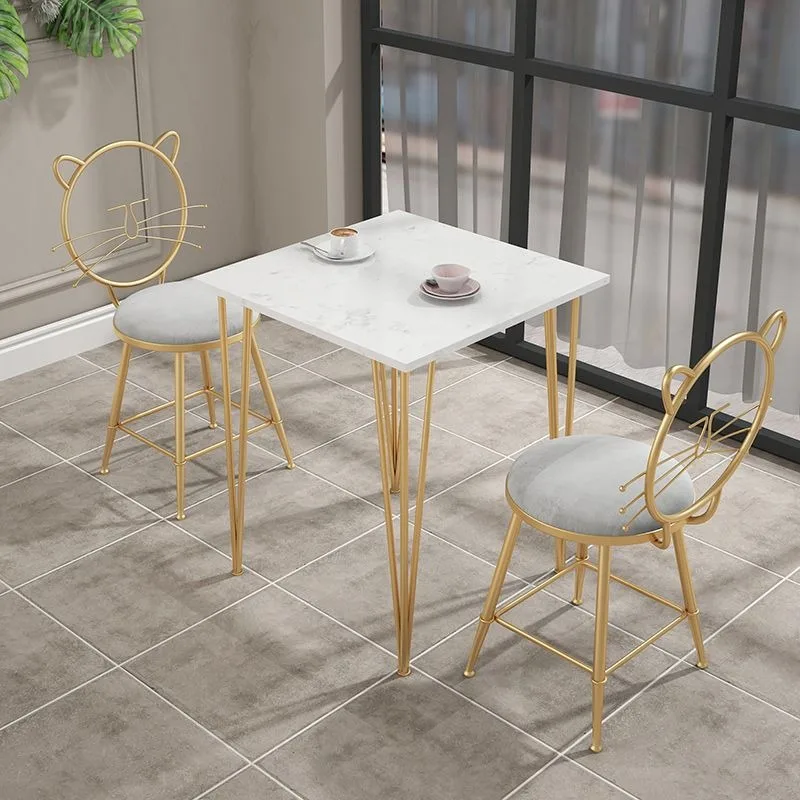 Nordic milk tea shop table and chair cafe marble table and chair combination, simple catering dessert shop table and chair