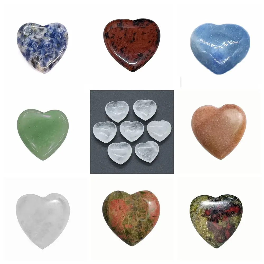 Funny Gemstone Natural Crystal Stones Natural Crystal Heart-shaped Stone 20mm Non-porous Quartz Crystal Ornaments Home Decor