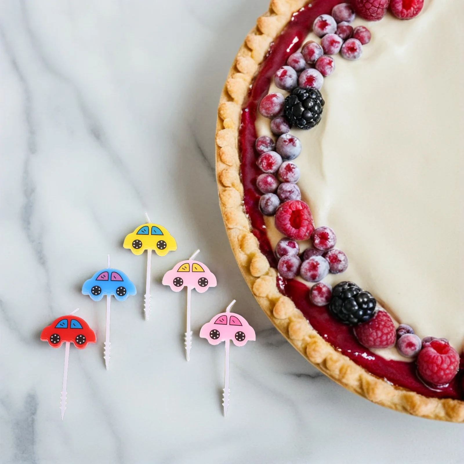 

5Pcs Mini Cartoon Car Flameless Candles Safe Eco Friendly Cake Insert Picks Birthday Cake Toppers Party Supplies