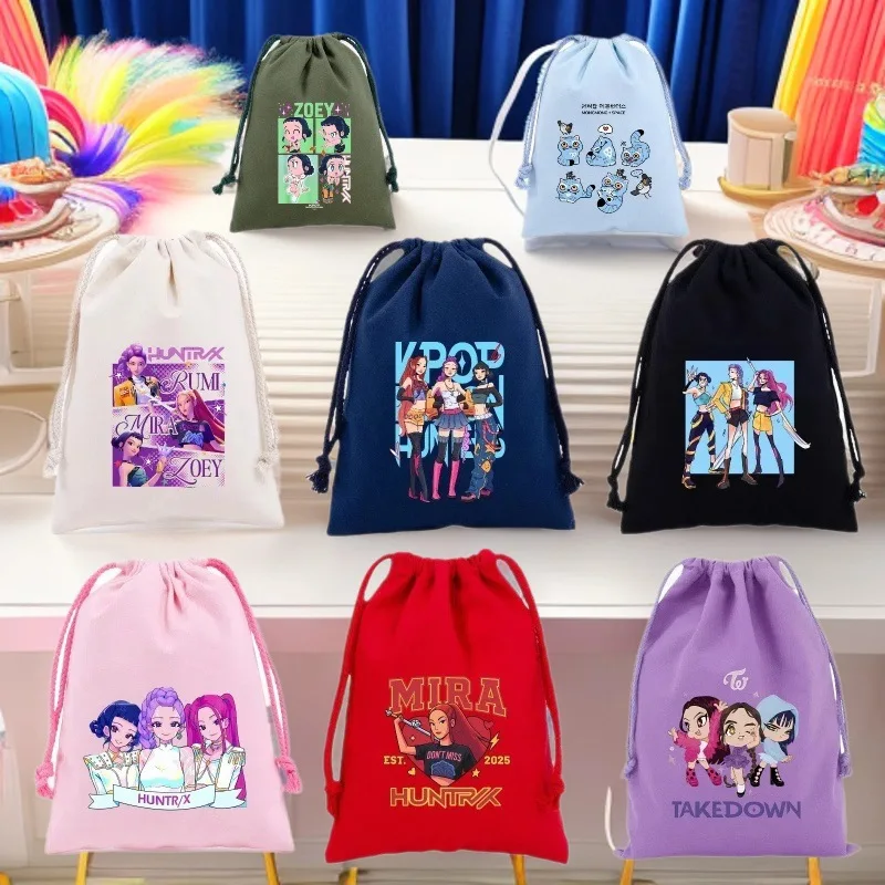 

K-pop Movie Anime Canvas Bag Little Monster Tiger Printed Students Backpacks Shopping Handle-Bag Tote Stationery Storage Bag