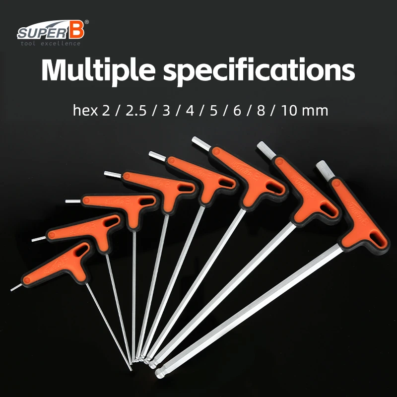 Super B Allen Key Set 8pcs T/L Handle Hex Wrench Bike Repair Tool 2 / 2.5 / 3 / 4 / 5 / 6 / 8 / 10 mm Allen Spanner With Holder