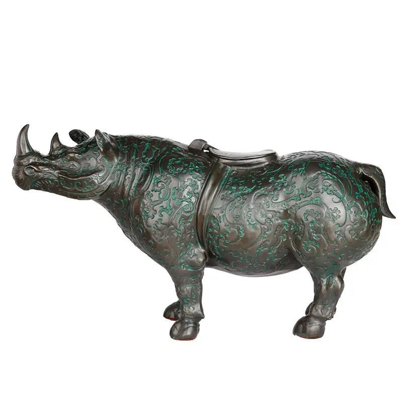 Large Wildlife Sculpture Rhinoceros Statue Real Bronze Animal Art High End Indoor Decoration Ornaments Gift