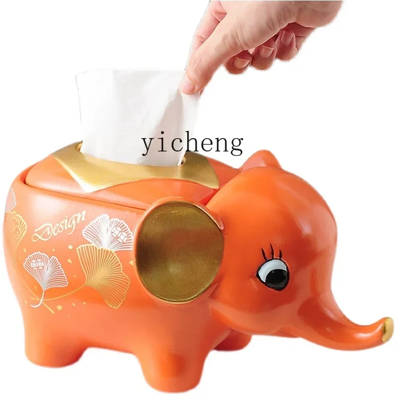 L7-14 Creative Elephant Tissue Box Living Room Home Coffee Table Carton Ornament