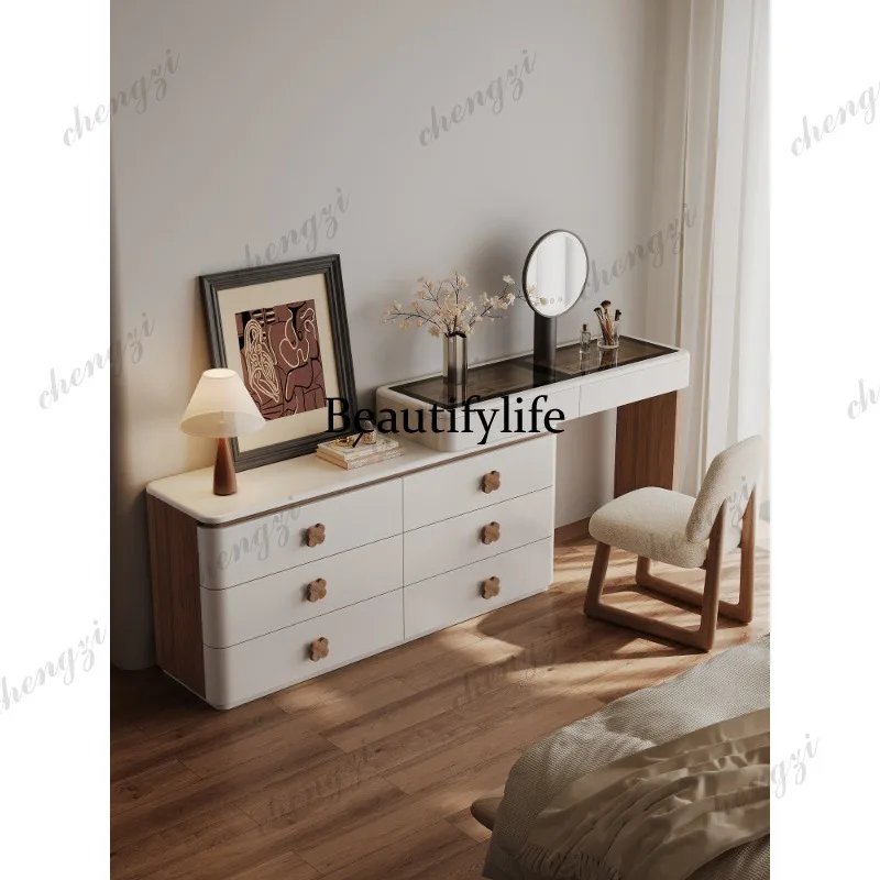 A73 Modern Light Luxury Dresser Simple Dresser Bucket Cabinet Integrated Retractable Bedside Locker